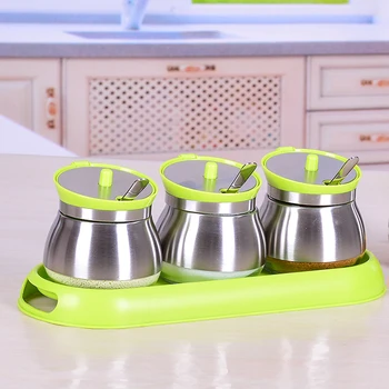 Kitchen seasoning cans supplies stainless steel cover skin jar bottle salt MSG paprika jar with lid with spoon spice jar
Kitchen seasoning cans supplies stainless steel cover skin jar bottle salt MSG paprika jar with lid with spoon spice jar