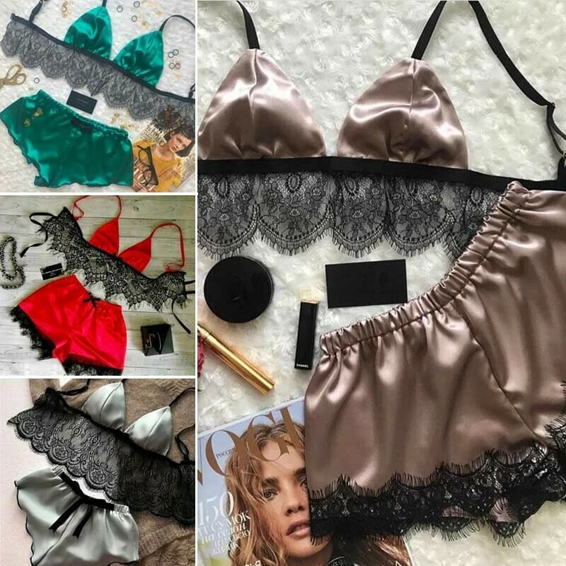 Women Sexy Satin Lace Sleepwear Babydoll Lingerie Pajamas Summer Ladies Sweet Style Pajamas
Women Sexy Satin Lace Sleepwear Babydoll Lingerie Pajamas Summer Ladies Sweet Style Pajamas