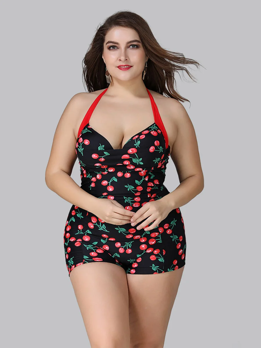 Swimwear Womens Cherry printed Sexy Halter One piece Swimsuit Bathing suit Plus size
Swimwear Womens Cherry printed Sexy Halter One piece Swimsuit Bathing suit Plus size