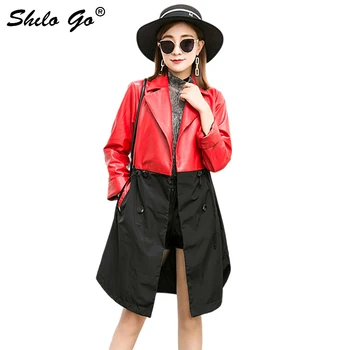 Double Breasted Leather Trench Women Spring Pleated Waist Spliced Sheepskin Genuine Leather Long Coat Casual A Line Female Coat
Double Breasted Leather Trench Women Spring Pleated Waist Spliced Sheepskin Genuine Leather Long Coat Casual A Line Female Coat