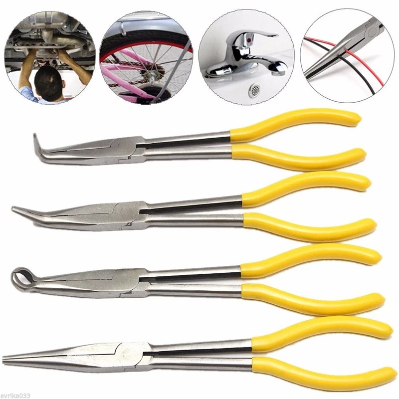 4Pcs 11 Inch Extra Long Nose Pliers Set Straight Bent Tip Mechanic Equipment Hand Tools
4Pcs 11 Inch Extra Long Nose Pliers Set Straight Bent Tip Mechanic Equipment Hand Tools