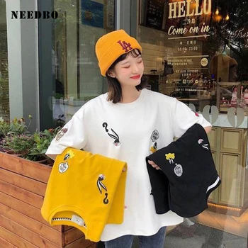 NEEDBO Women T shirt Casual Oversize T-shirt Femme Short Sleeve O-neck Tops Streetwear Harajuku Tshirts Big Size Woman 2020
NEEDBO Women T shirt Casual Oversize T-shirt Femme Short Sleeve O-neck Tops Streetwear Harajuku Tshirts Big Size Woman 2020