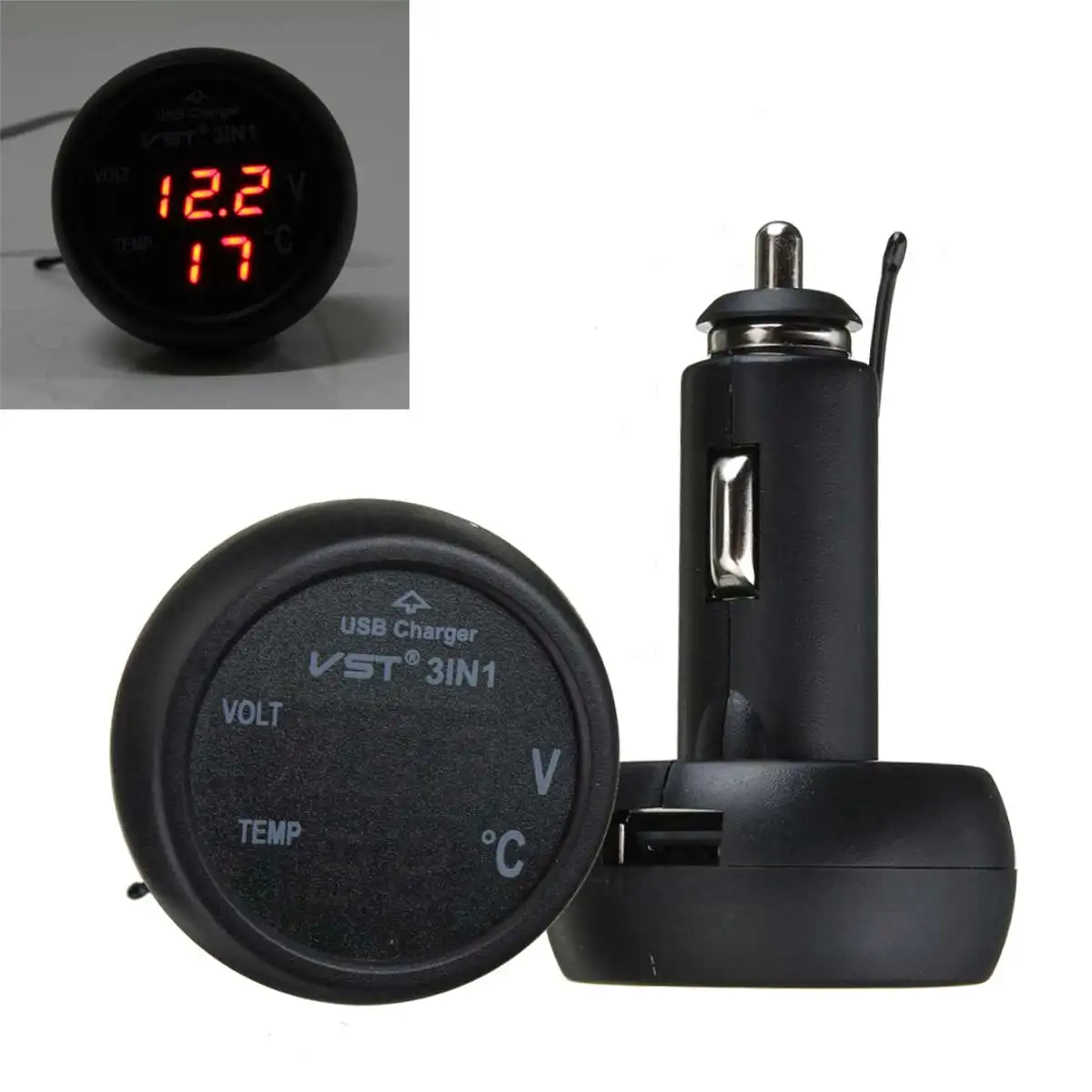 3 in 1 12/24V Car Auto Dual Display LED Digital Thermometer Voltmeter USB Charger LED Digital Voltmeter Gauge Thermometer
3 in 1 12/24V Car Auto Dual Display LED Digital Thermometer Voltmeter USB Charger LED Digital Voltmeter Gauge Thermometer