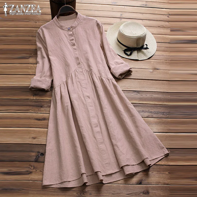Vintage Linen Shirt Dress Women Sundress 2019 ZANZEA Long Sleeve Pleated Party Vestidos Plus Size Female Button Down Robe Femme
Vintage Linen Shirt Dress Women Sundress 2019 ZANZEA Long Sleeve Pleated Party Vestidos Plus Size Female Button Down Robe Femme
