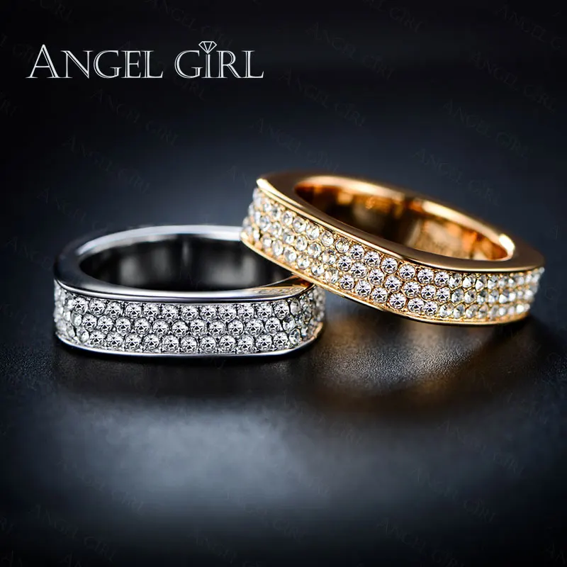 Angel Girl fine jewelry new Unique Square Filigree Wedding Ring with Micro 3 Rows of crystal Gold Color Jewelry For Women
Angel Girl fine jewelry new Unique Square Filigree Wedding Ring with Micro 3 Rows of crystal Gold Color Jewelry For Women