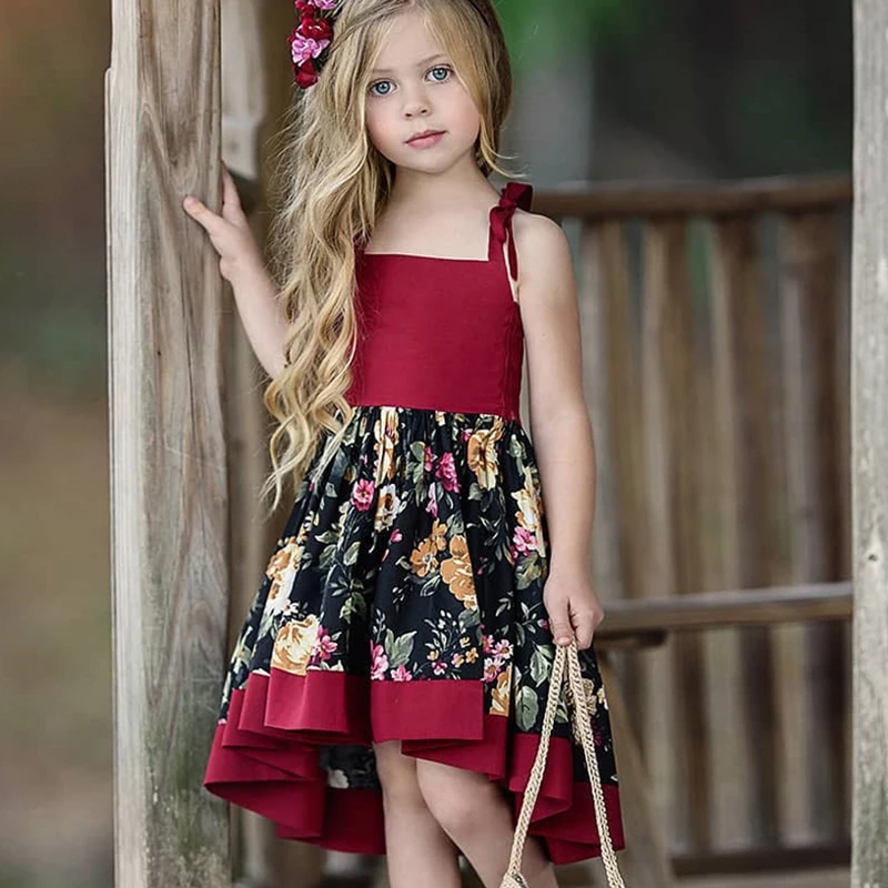 Платье для маленьких девочек милое детское асимметричное платье Элегантное