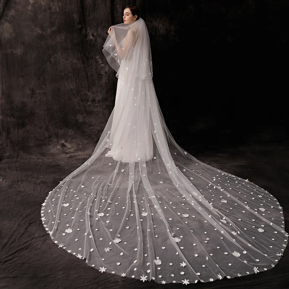 Korean Fashion Bridal Veil Two Layer Long Cathedral Wedding Veils with Comb Artificial Flower Petal Vail for Women Gift Handmade
Korean Fashion Bridal Veil Two Layer Long Cathedral Wedding Veils with Comb Artificial Flower Petal Vail for Women Gift Handmade