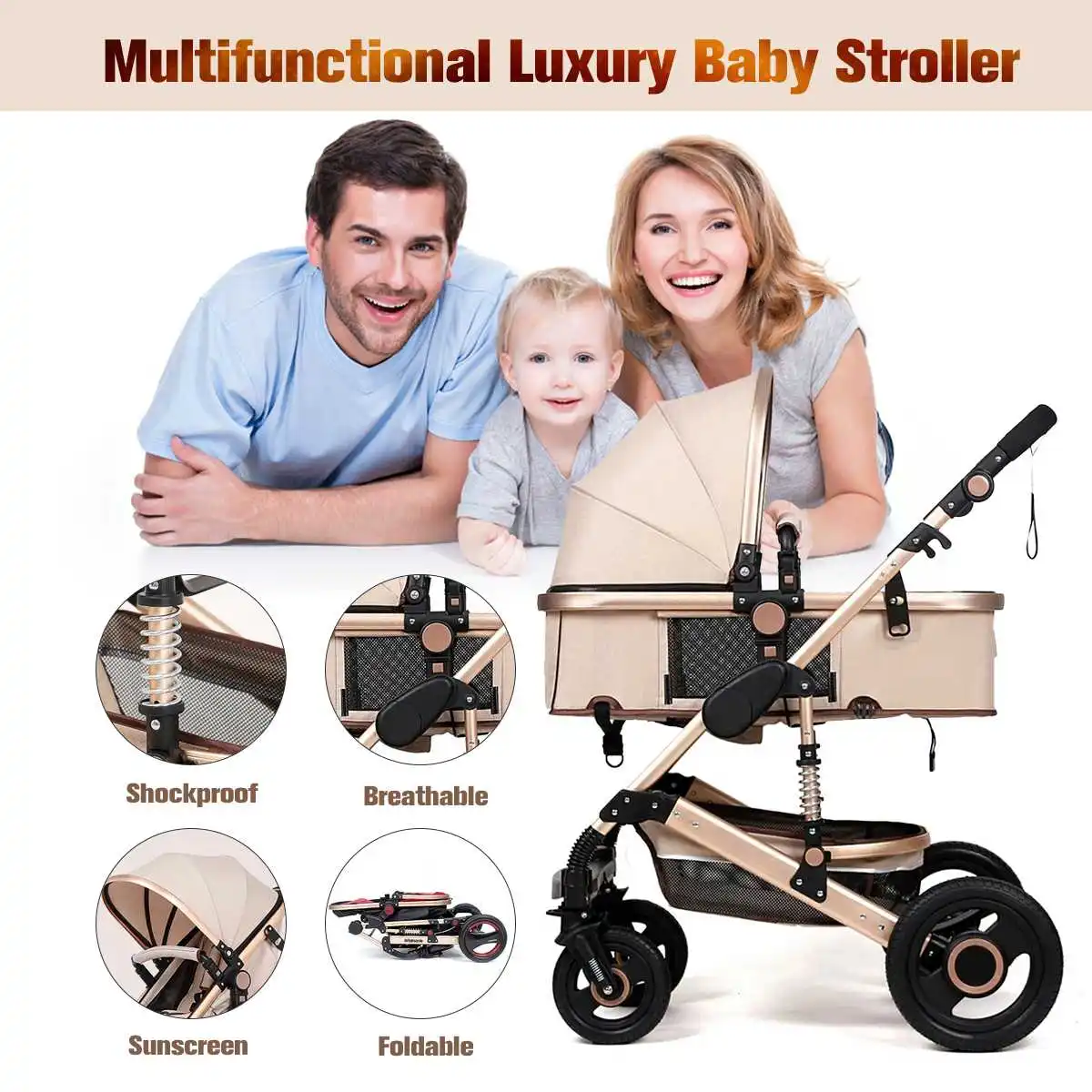 Baby Stroller High Landscape Can Sit or Lie Reclining Folding Lightweight Push From Two-way Baby Cart With Shock-absorbing
Baby Stroller High Landscape Can Sit or Lie Reclining Folding Lightweight Push From Two-way Baby Cart With Shock-absorbing