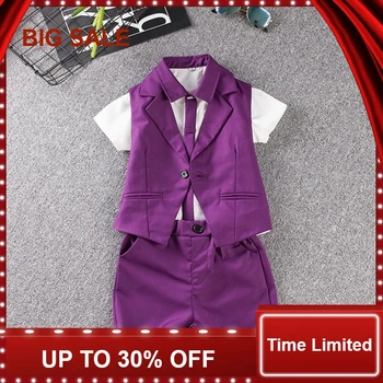 child suit Summer Baby Prom Sets Blue/Purple wedding Flower Boy Dress fashion show kid clothing Vest shirt shorts 3pcs suit
child suit Summer Baby Prom Sets Blue/Purple wedding Flower Boy Dress fashion show kid clothing Vest shirt shorts 3pcs suit