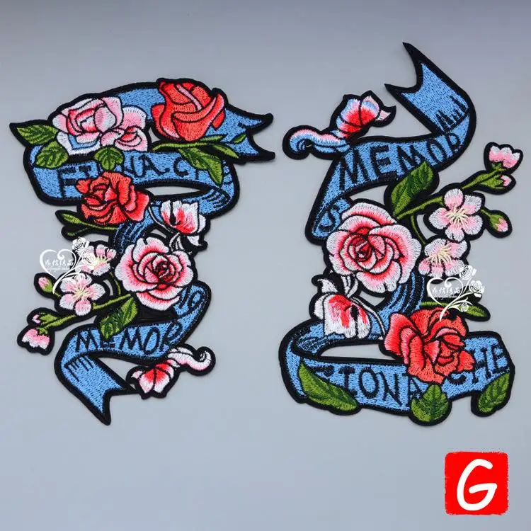 

GUGUTREE embroidery big flower patches letter patches badges applique patches for clothing DX-25