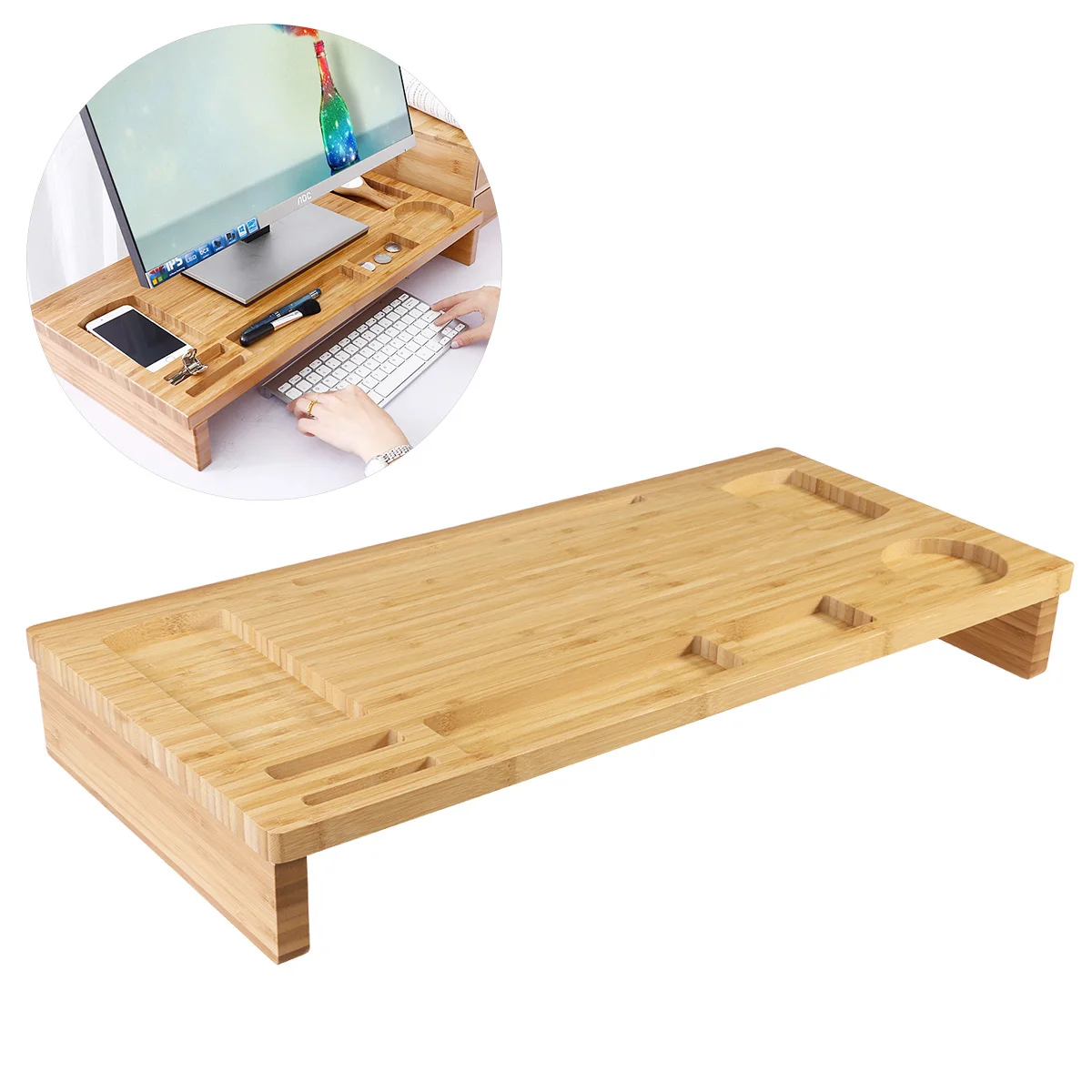 OULII Bamboo Monitor Stand Riser with Storage Organizer Home Office Desktop Container
OULII Bamboo Monitor Stand Riser with Storage Organizer Home Office Desktop Container