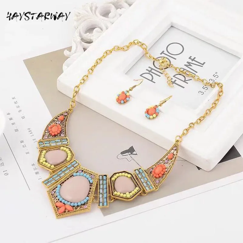 

HayStarWay 2019New Design Girl Women statement Necklaces Birthday Gift Jewelry Fashion Wedding Party hyperbole Geometry Bohemia