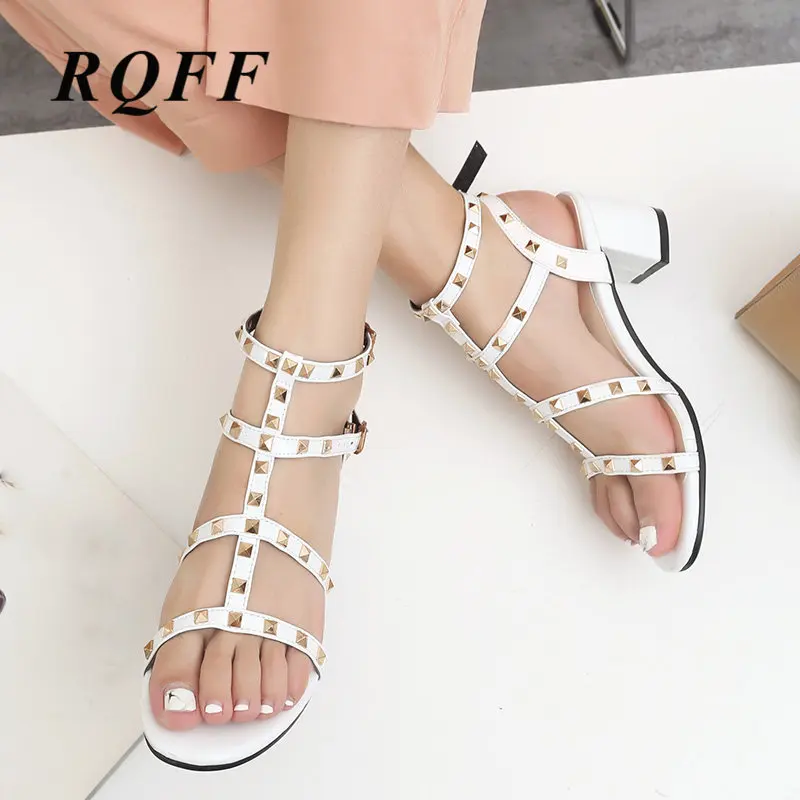 Women High Heel Sandals Open Toe Rivet Plus Size Handmade Gladiator Fashion Buckle Strap Shoes Woman Black Grey Red White RQFF 
Women High Heel Sandals Open Toe Rivet Plus Size Handmade Gladiator Fashion Buckle Strap Shoes Woman Black Grey Red White RQFF