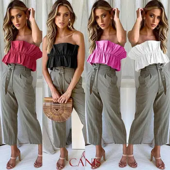 Women Summer Casual Off Shoulder Tank Top Blouse Sleeveless Crop Tops Shirt Solid Belt Tube Tops For Femme
Women Summer Casual Off Shoulder Tank Top Blouse Sleeveless Crop Tops Shirt Solid Belt Tube Tops For Femme