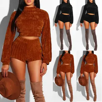 HIRIGIN Women 2 Piece Outfits Sets Long Sleeve Print Crop Tops Shorts Set Casual Lady Warm Fashion Party Clothes
HIRIGIN Women 2 Piece Outfits Sets Long Sleeve Print Crop Tops Shorts Set Casual Lady Warm Fashion Party Clothes
