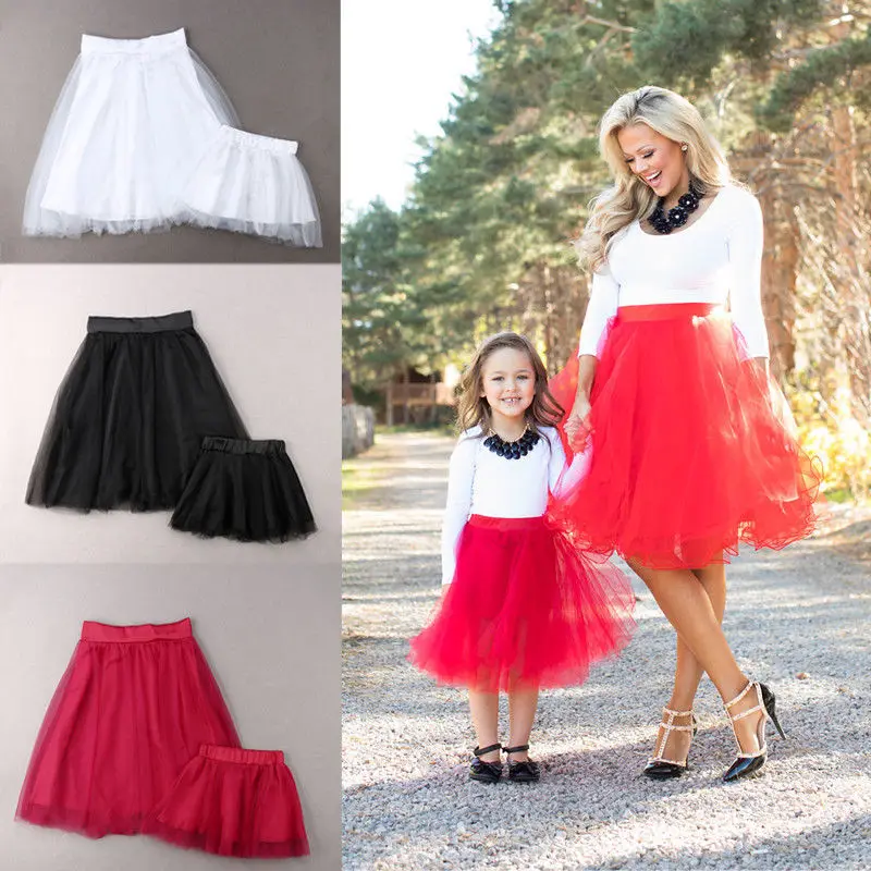 3 Colors Mom and Daughter Skirts Family Matching Outfit Mother Lace Party Baby Girl Skirt | Мать и ребенок