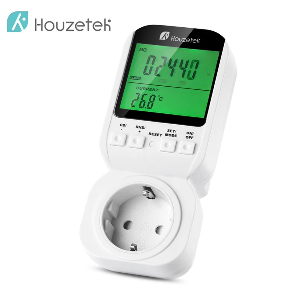 

Houzetek Multifunction Heating Cooling Thermostat Temperature Controller Digital Programmable Timer Socket Switch EU plug