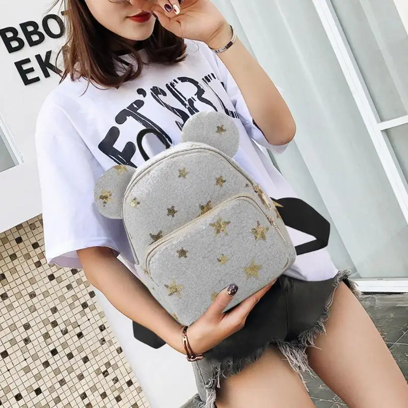 Mini Cute Cartoon Preppy Style Backpack Women Sequins Star Ear Leather Shoulder Travel Schoolbags Kindergarten Minnie Schoolbag
Mini Cute Cartoon Preppy Style Backpack Women Sequins Star Ear Leather Shoulder Travel Schoolbags Kindergarten Minnie Schoolbag