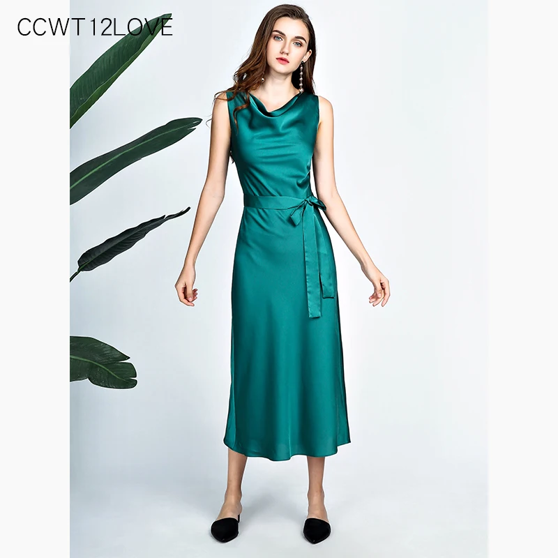 Sleeveless Women Satin Dress Long Summer 2019 V Neck Sashes Sundress Maxi Ladies Casual Dress Solid Slim
Sleeveless Women Satin Dress Long Summer 2019 V Neck Sashes Sundress Maxi Ladies Casual Dress Solid Slim