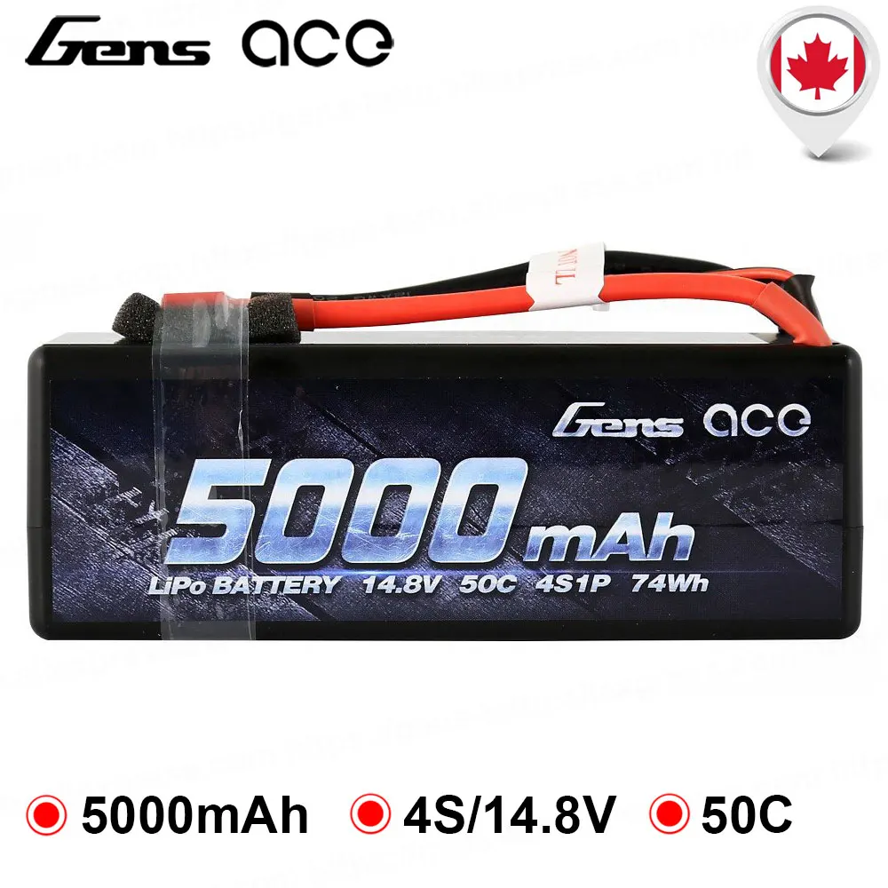 Gens ace LiPo Battery Pack 5000mAh 14.8V 50C 4S HardCase with Deans T Plug for Traxxas 1/8 1/10 Car Buggy Truggy Free shipping
Gens ace LiPo Battery Pack 5000mAh 14.8V 50C 4S HardCase with Deans T Plug for Traxxas 1/8 1/10 Car Buggy Truggy Free shipping