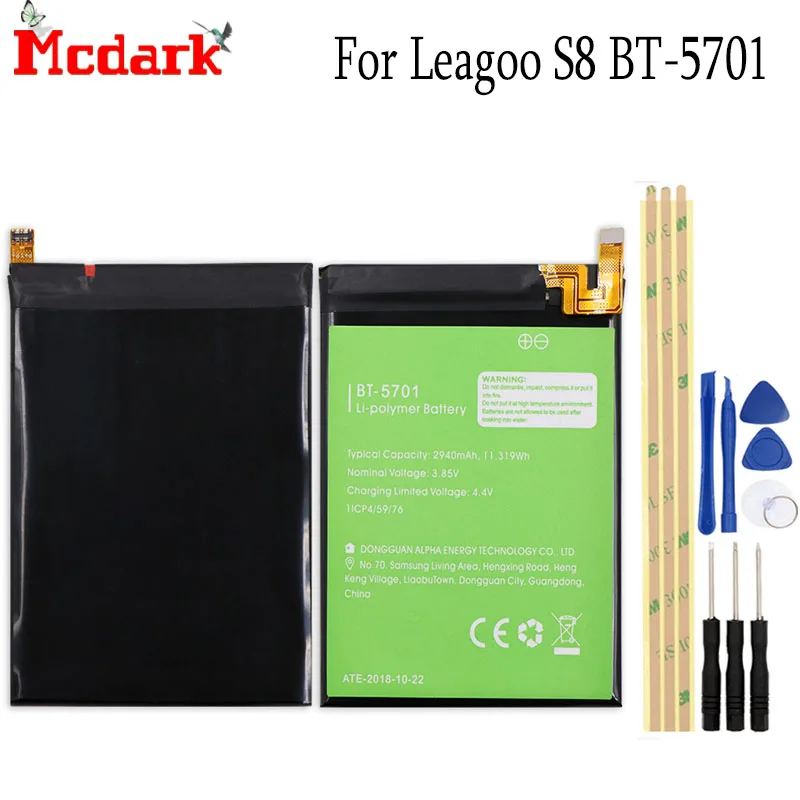 Mcdark For Leagoo S8 BT-5701 Battery Replacement Large Capacity 2940mAh Back Up Bateria For Leagoo S8 Phone with Tools
Mcdark For Leagoo S8 BT-5701 Battery Replacement Large Capacity 2940mAh Back Up Bateria For Leagoo S8 Phone with Tools