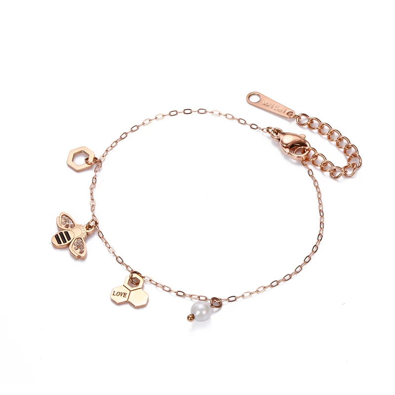 Charm Bracelets For Women Vintage Rose Gold Jewelry Trendy Stainless Steel Chain Bracelets With Bee Pendants
Charm Bracelets For Women Vintage Rose Gold Jewelry Trendy Stainless Steel Chain Bracelets With Bee Pendants