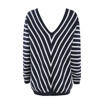 spring western style fashion cute loose striped contrast color long sleeve SML XL deep V-neck backless woman Casual knitwear
spring western style fashion cute loose striped contrast color long sleeve SML XL deep V-neck backless woman Casual knitwear