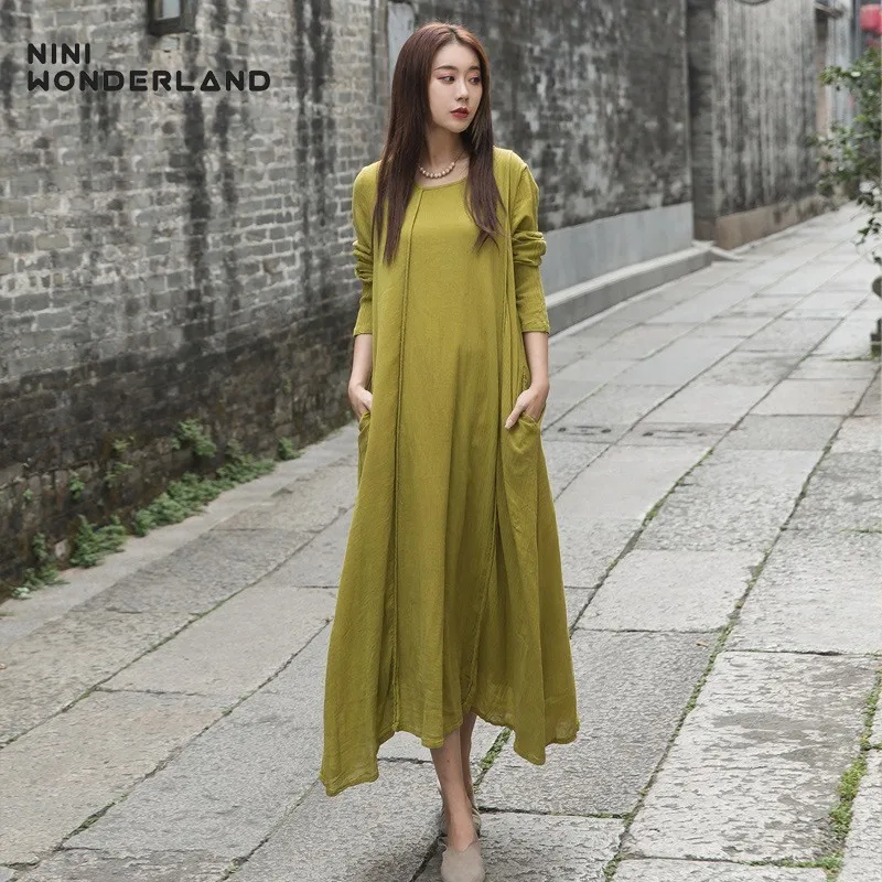 NINI WONDERLAND New 2019 Spring Long Dress Women Solid Color Cotton Casual Dress Female Loose Classic Dresses Lrregular Clothes
NINI WONDERLAND New 2019 Spring Long Dress Women Solid Color Cotton Casual Dress Female Loose Classic Dresses Lrregular Clothes