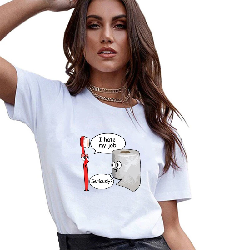 Funny sayings T-Shirt Lady Vogue I hate my job toothbrush T Shirt Women 100% Cotton Summer Casual Tops White Kawaii Shirt
Funny sayings T-Shirt Lady Vogue I hate my job toothbrush T Shirt Women 100% Cotton Summer Casual Tops White Kawaii Shirt