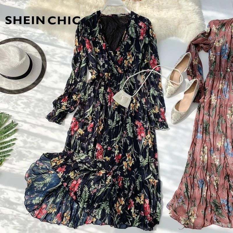 Spring Vintage V-neck Long Sleeve Draped Black Floral Printed Dress 2019 Women Runway Designer Pleated Midi Chiffon Dress
Spring Vintage V-neck Long Sleeve Draped Black Floral Printed Dress 2019 Women Runway Designer Pleated Midi Chiffon Dress