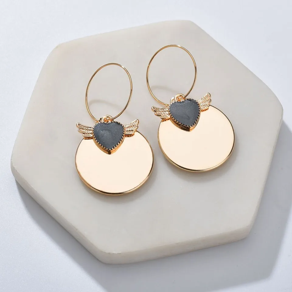 Fashion Women Round With Heart Angel Drop Earrings For Wedding Party Trendy Jewelry Female Drop Earings Handmade Korean Earrings
Fashion Women Round With Heart Angel Drop Earrings For Wedding Party Trendy Jewelry Female Drop Earings Handmade Korean Earrings