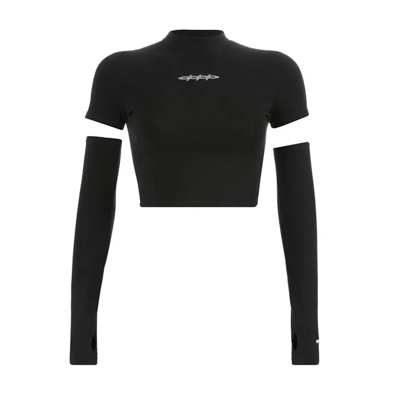 Goth Sexy Navel T Shirts Women Summer Sunscreen Long Sleeve Crop Top Print Streetwear Tees Gothic Black Girl Casual Tee Shirt
Goth Sexy Navel T Shirts Women Summer Sunscreen Long Sleeve Crop Top Print Streetwear Tees Gothic Black Girl Casual Tee Shirt
