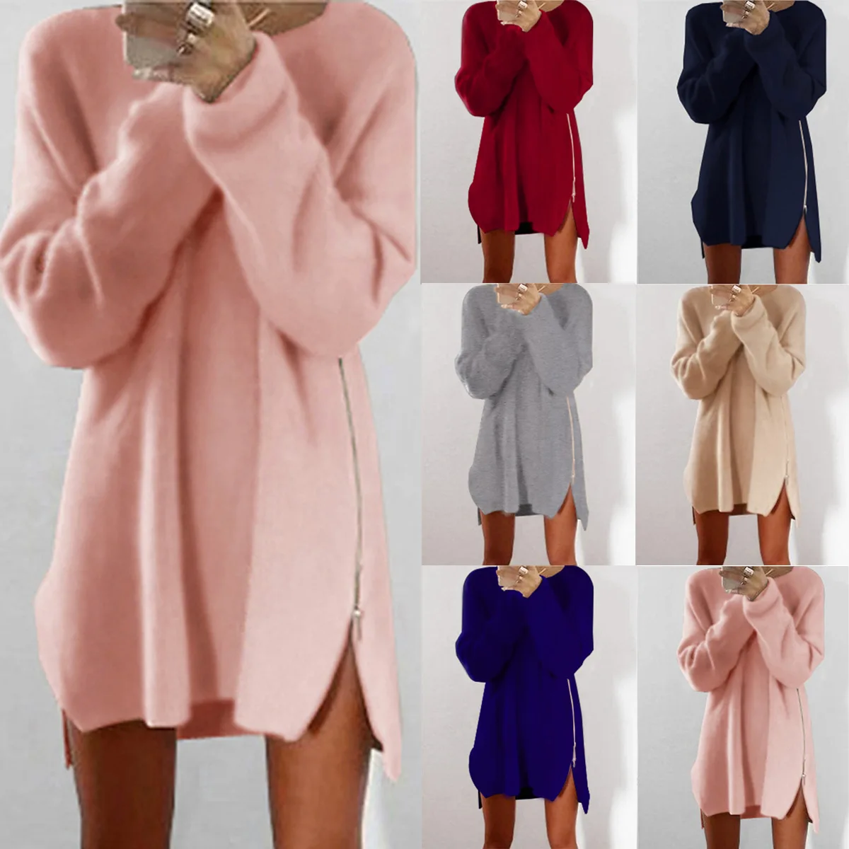 Autumn and Winter New Loose Self-cultivation Solid Color Long-sleeved Pink Round Neck Wild Simple Sweet Knitted Bottom Dress
Autumn and Winter New Loose Self-cultivation Solid Color Long-sleeved Pink Round Neck Wild Simple Sweet Knitted Bottom Dress