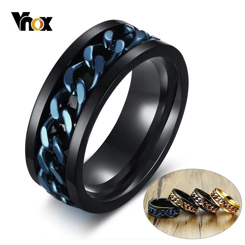 Vnox Unique Rotatable Chain Mens Ring Black Stainless Steel Band With Spinner Link Anti-allergy Male Alliance Fraternal Rings
Vnox Unique Rotatable Chain Mens Ring Black Stainless Steel Band With Spinner Link Anti-allergy Male Alliance Fraternal Rings