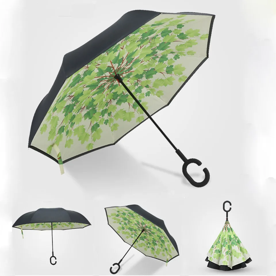 

Reverse Umbrella Automatic Female/Male Reversible Umbrella Windproof Double Layer Folding Inverted Umbrella Rain Women/Men