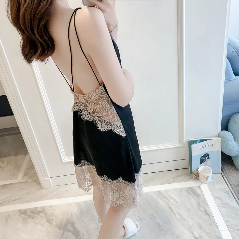 QWEEK Nightgown Ladies Dress Lace Sexy Nightdress Backless Night Wear Sexy Cross Bandage Satin Nightwear Lingerie Nightgown
QWEEK Nightgown Ladies Dress Lace Sexy Nightdress Backless Night Wear Sexy Cross Bandage Satin Nightwear Lingerie Nightgown