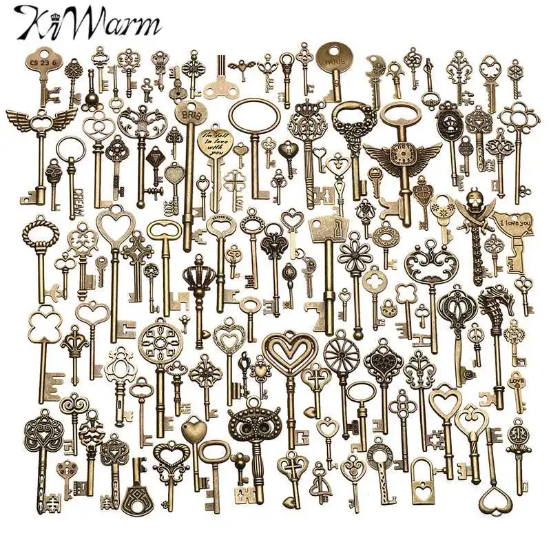KiWarm 130pcs Antique Vintage old look Bronze Ornate Skeleton Keys Lot Necklace Pendant Fancy Heart DIY Craft Gifts
KiWarm 130pcs Antique Vintage old look Bronze Ornate Skeleton Keys Lot Necklace Pendant Fancy Heart DIY Craft Gifts