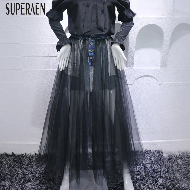 SuperAen Spring New 2019 Mesh Stitching Denim Skirt Fashion Wild Casual Ladies Skirts Europe Solid Color Skirt Female
SuperAen Spring New 2019 Mesh Stitching Denim Skirt Fashion Wild Casual Ladies Skirts Europe Solid Color Skirt Female