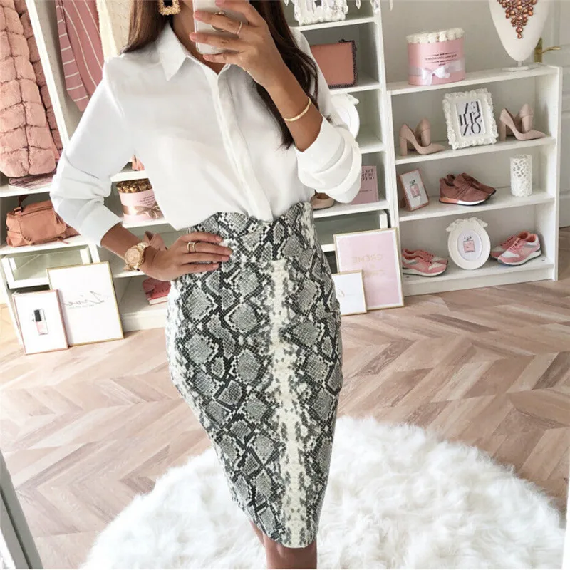 Women Snake Skin Sexy Bodycon Skirt 2019 New Fashion High Waist Pencil Skirt Fashion Snake Skin Printed Knee-length Work Skirts
Women Snake Skin Sexy Bodycon Skirt 2019 New Fashion High Waist Pencil Skirt Fashion Snake Skin Printed Knee-length Work Skirts