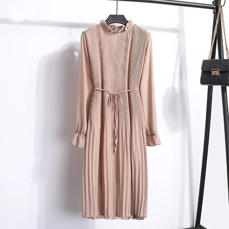 2019 Women'S Spring And Summer Korean Version Stand Chiffon Pleated Dresses Female'S Fashion Loose Waist Mid Length Dresses
2019 Women'S Spring And Summer Korean Version Stand Chiffon Pleated Dresses Female'S Fashion Loose Waist Mid Length Dresses