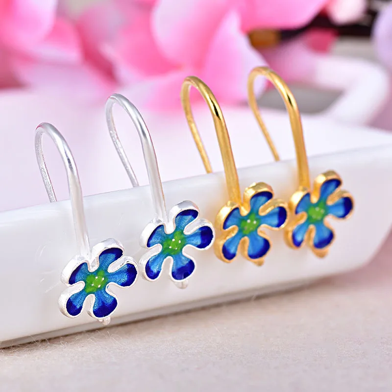 New Blue Flower Ethnic Cloisonne Enamel Trendy Earrings Gold And Silver Colors Drop Earring Unique Nation Jewelry For Women
New Blue Flower Ethnic Cloisonne Enamel Trendy Earrings Gold And Silver Colors Drop Earring Unique Nation Jewelry For Women