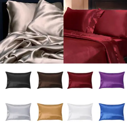 2018 Home Solid Silk 2Pcs Pillow Case Cushion Cover Pillowcase Fit For Standard Queen Size Textile | Дом и сад