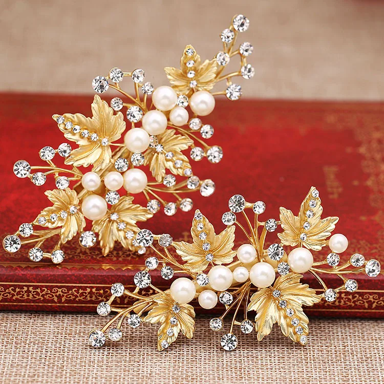 1pair pearl gold leaves hairclip Korean bride hair jewelry gold crystal pearl exquisite barrettes bride headdress wholesale
1pair pearl gold leaves hairclip Korean bride hair jewelry gold crystal pearl exquisite barrettes bride headdress wholesale