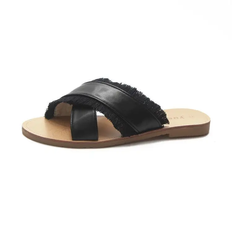 2019 Summer Women Cross-tied Slippers Outdoor Fringe Flat Beach Slippers Casual Beach Comfortable Sandals Feminino Zapatos 
2019 Summer Women Cross-tied Slippers Outdoor Fringe Flat Beach Slippers Casual Beach Comfortable Sandals Feminino Zapatos
