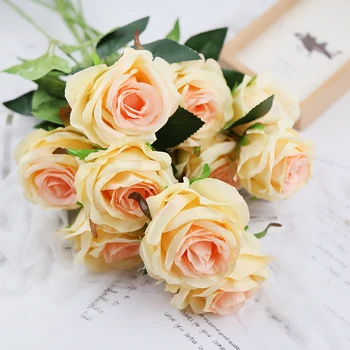 10pcs silk flower European Flores Bouquet Artificial Flowers Vivid Rose Fake Leaf Wedding Home Party Valentine's Day Decoration
10pcs silk flower European Flores Bouquet Artificial Flowers Vivid Rose Fake Leaf Wedding Home Party Valentine's Day Decoration
