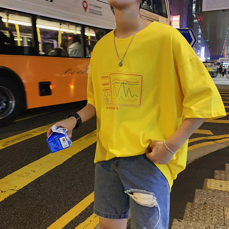 2019 Summer Korean Style Men's Cotton Clothing Round Neck Printing Short Sleeve White/yellow/blue/grey Color T-shirts S-3XL
2019 Summer Korean Style Men's Cotton Clothing Round Neck Printing Short Sleeve White/yellow/blue/grey Color T-shirts S-3XL