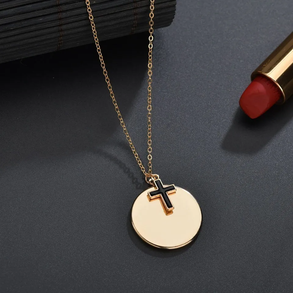Black Cross On Round Necklace Jewelry Female Korean Style Trendy Pendants And Necklace For Women Handmade Wedding Necklace
Black Cross On Round Necklace Jewelry Female Korean Style Trendy Pendants And Necklace For Women Handmade Wedding Necklace