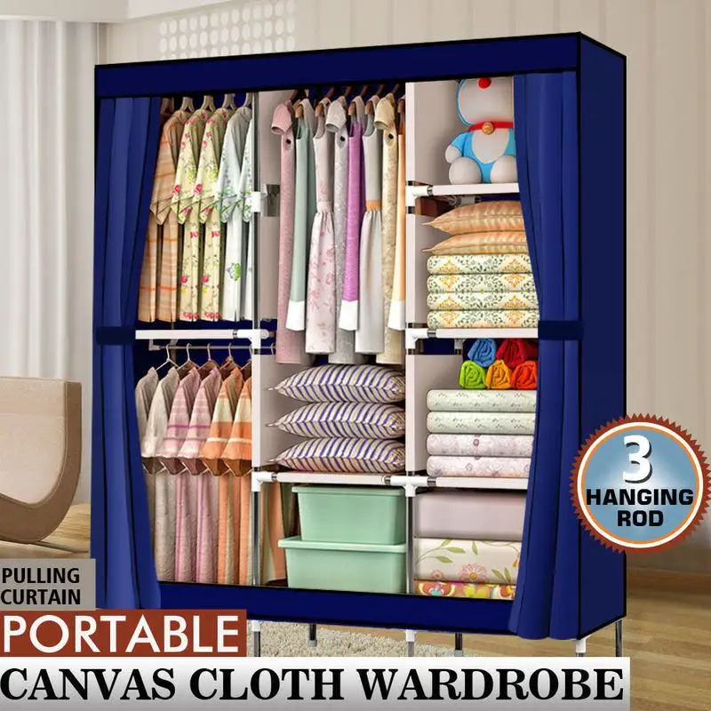 

71" Portable Closet Wardrobe Clothes Rack Storage Organizer With Shelf Non-woven Fabric Wardrobe With Shelves Store Ship To US