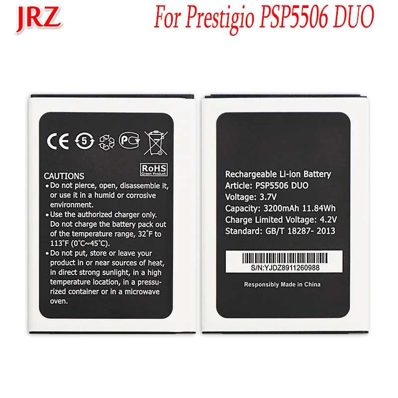 Аккумулятор JRZ 3 7 в 3200 мАч для Prestigio Grace Q5 PSP5506DUO PSP5506 PSP 5506 DUO сменные батареи