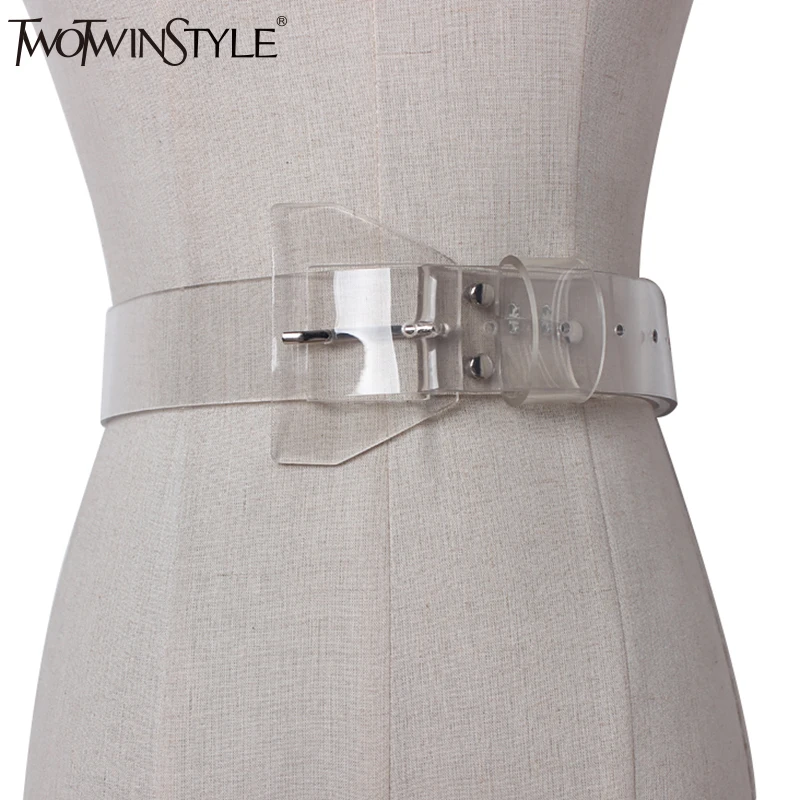 TWOTWINSTYLE 2019 Decorative Woman Belt Casual Female Belts Made of Genuine Plastic Wild PVC Transparent Clothing Accessories
TWOTWINSTYLE 2019 Decorative Woman Belt Casual Female Belts Made of Genuine Plastic Wild PVC Transparent Clothing Accessories